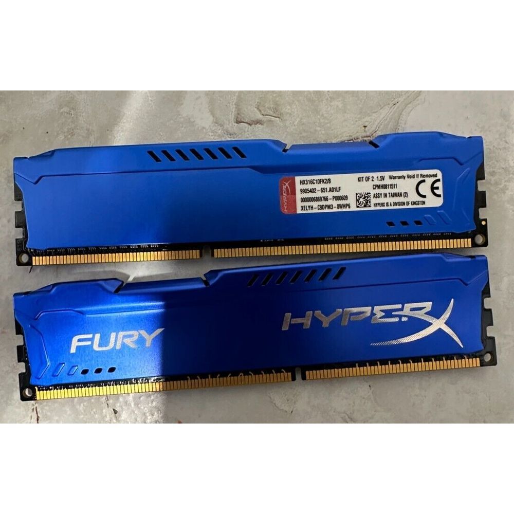 Kingston HyperX Fury 8GB 2x4GB DDR3‎ 1600 PC3-12800 RAM HX316C10F/4